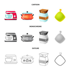 廚房與廚師圖標 現代廚房用具矢量圖集解析